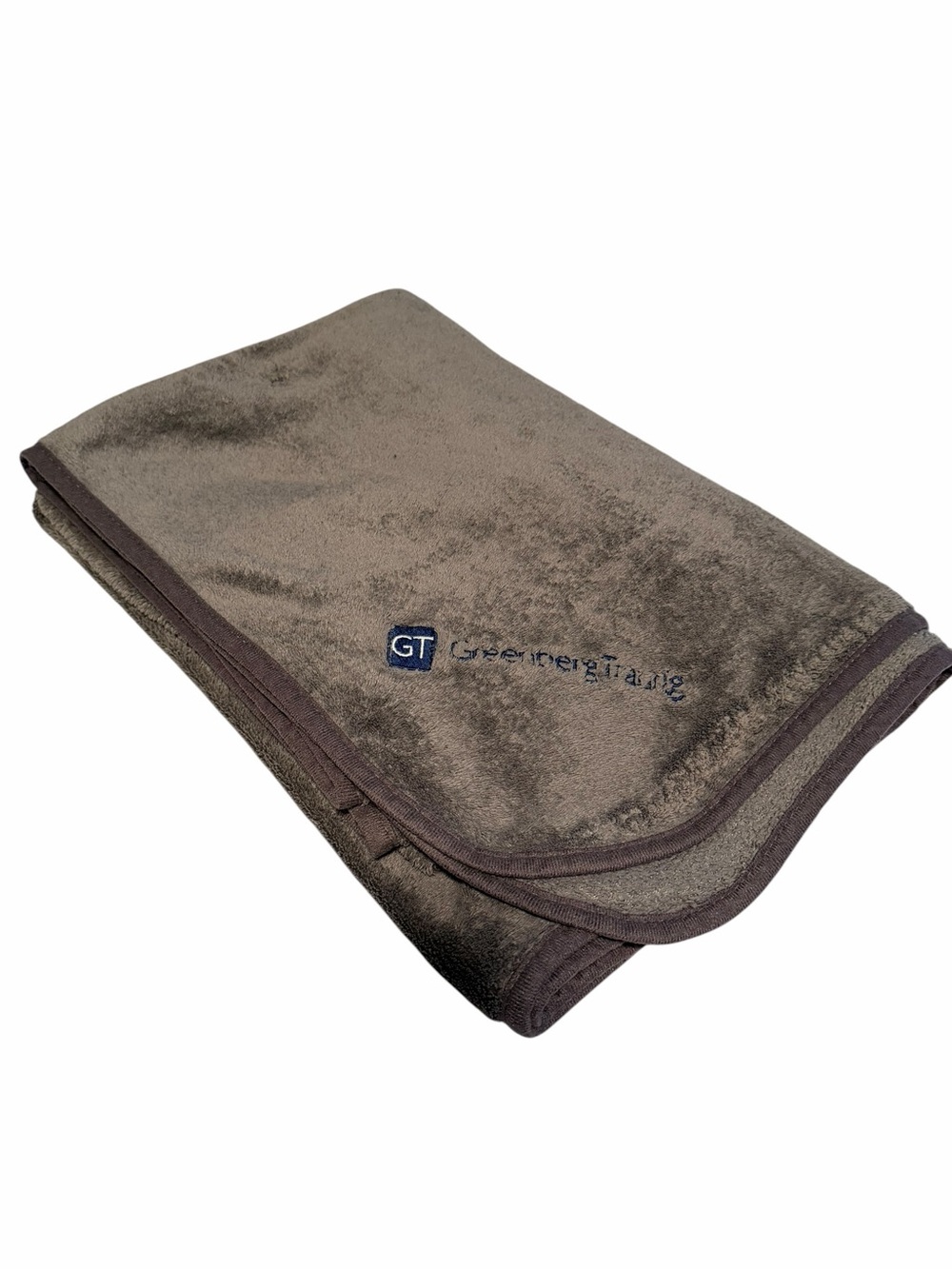 Grey Polar Fleece Throw. Branded Greenberg Traurig. O/S. Good used condition.